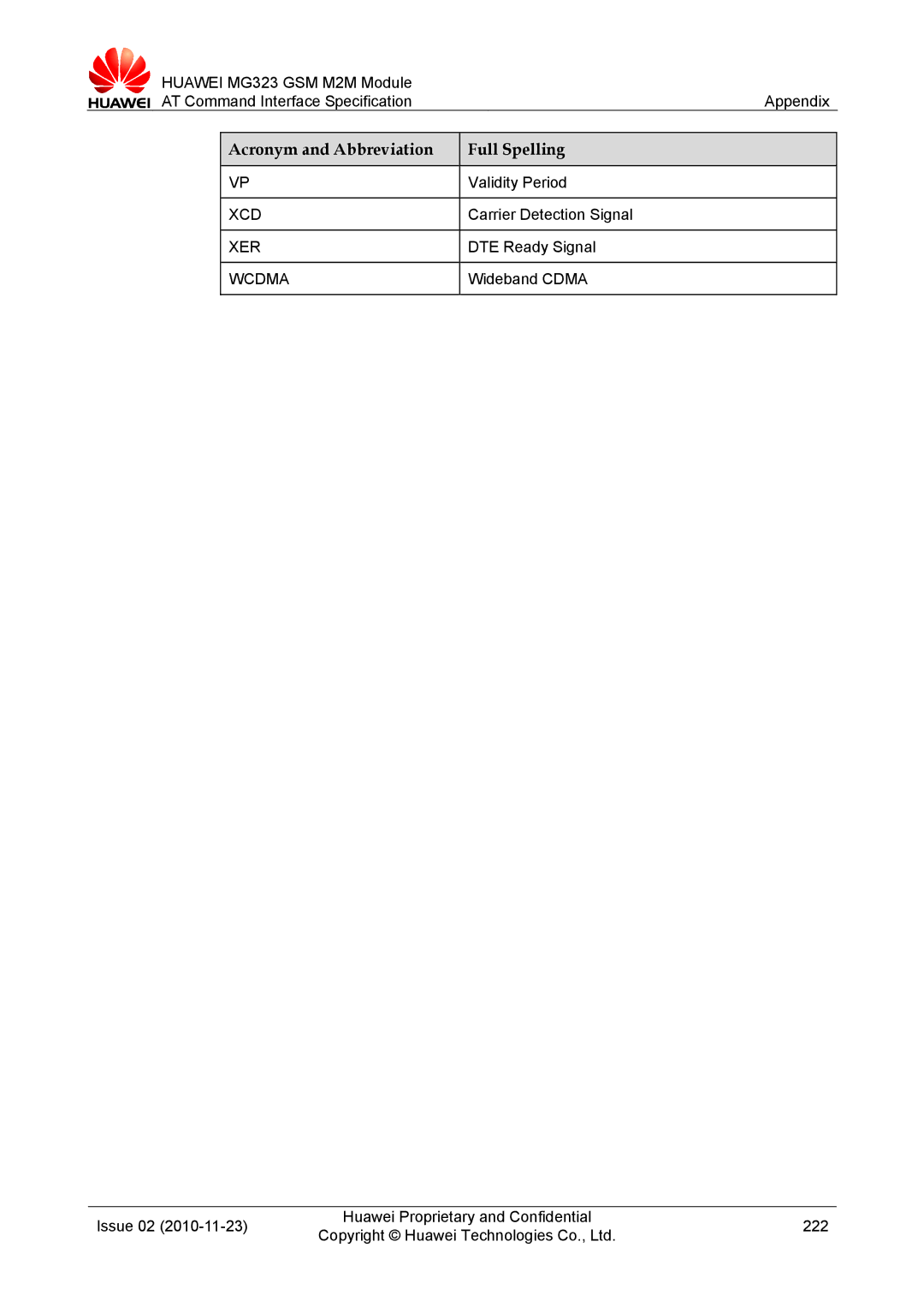 Huawei MG323 manual Xcd, Xer, Wcdma 