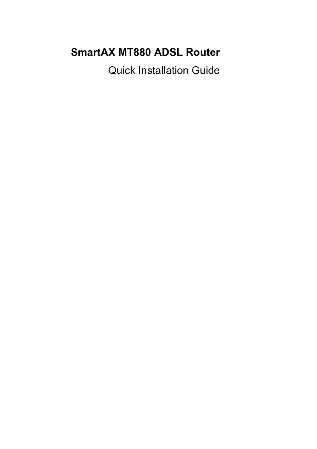 Huawei manual SmartAX MT880 Adsl Router, Quick Installation Guide 