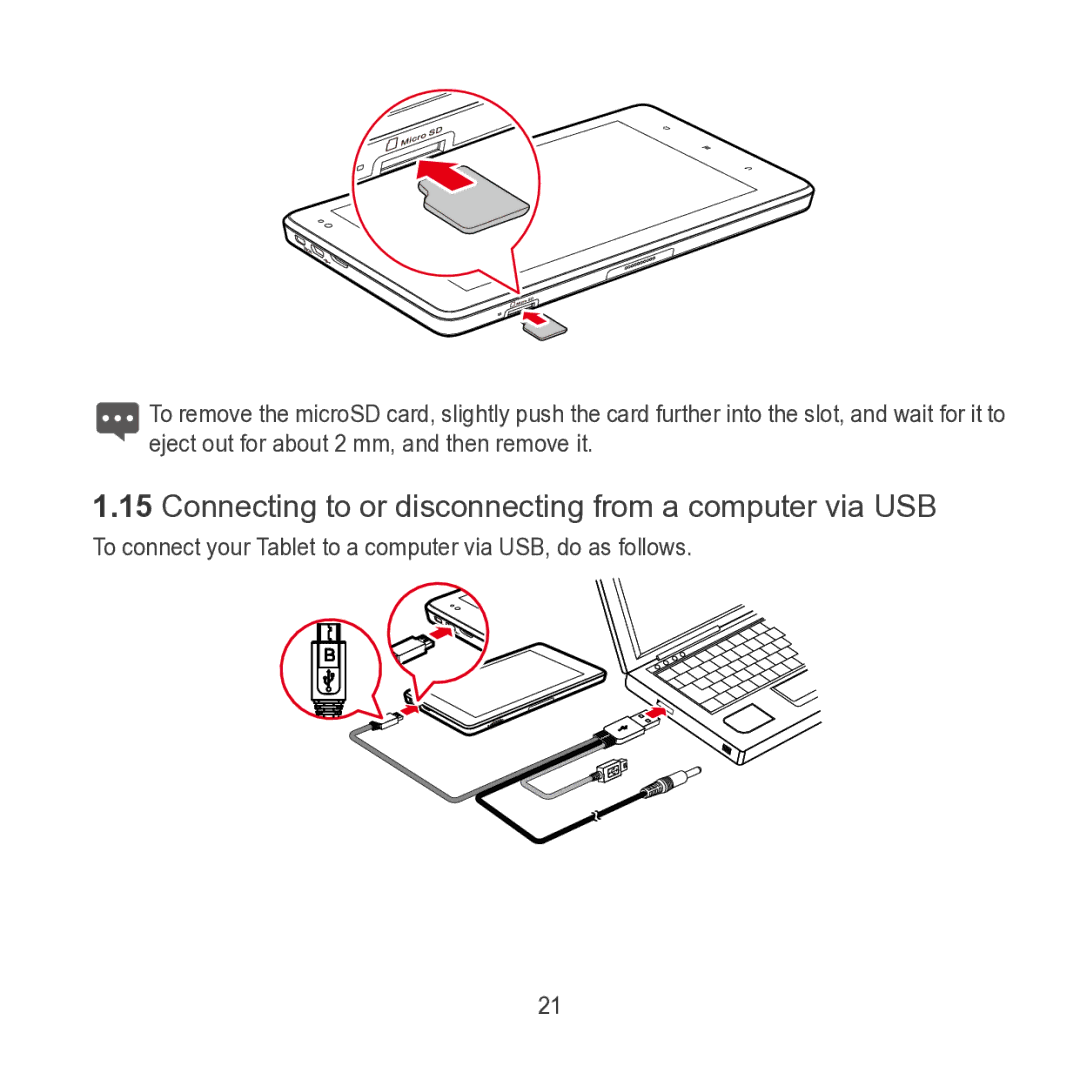 Huawei S7 SLIM manual Connecting to or disconnecting from a computer via USB 