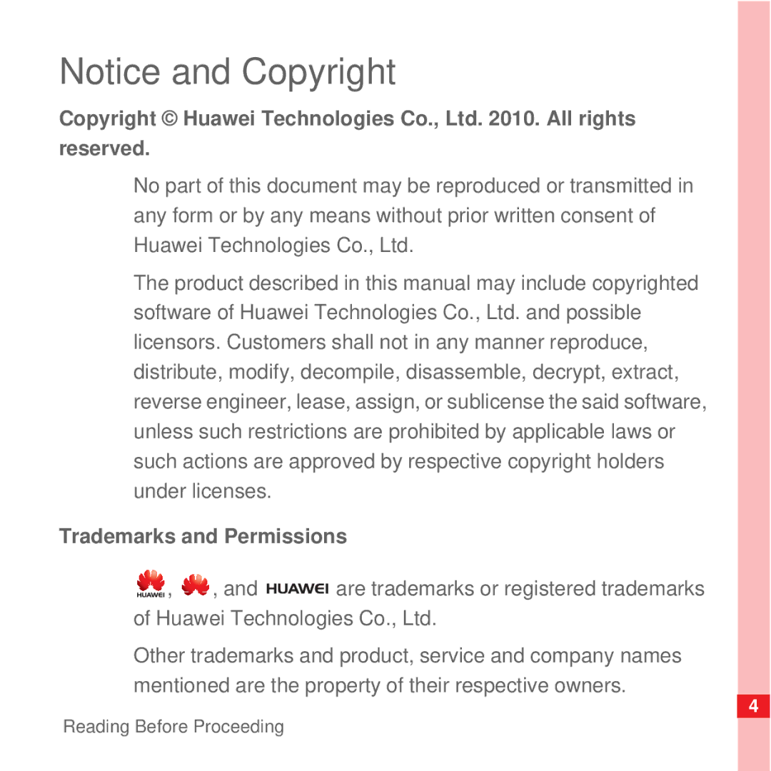 Huawei U8100 manual Trademarks and Permissions 