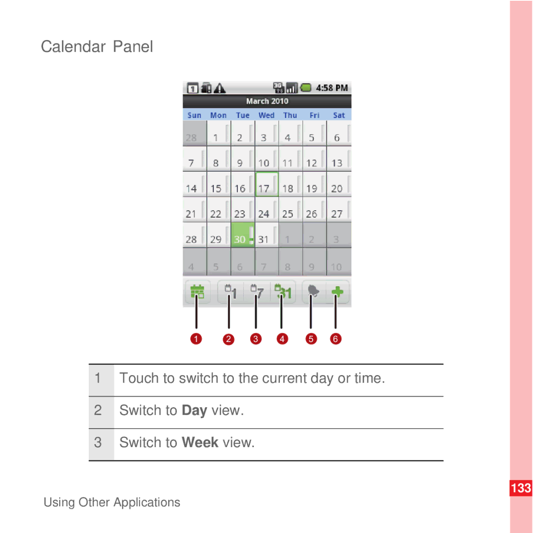 Huawei U8100 manual Calendar Panel 