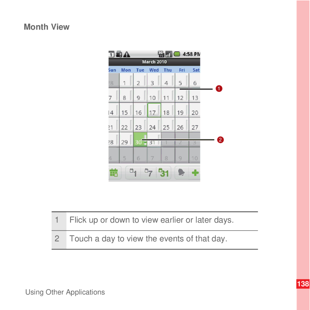 Huawei U8100 manual Month View 