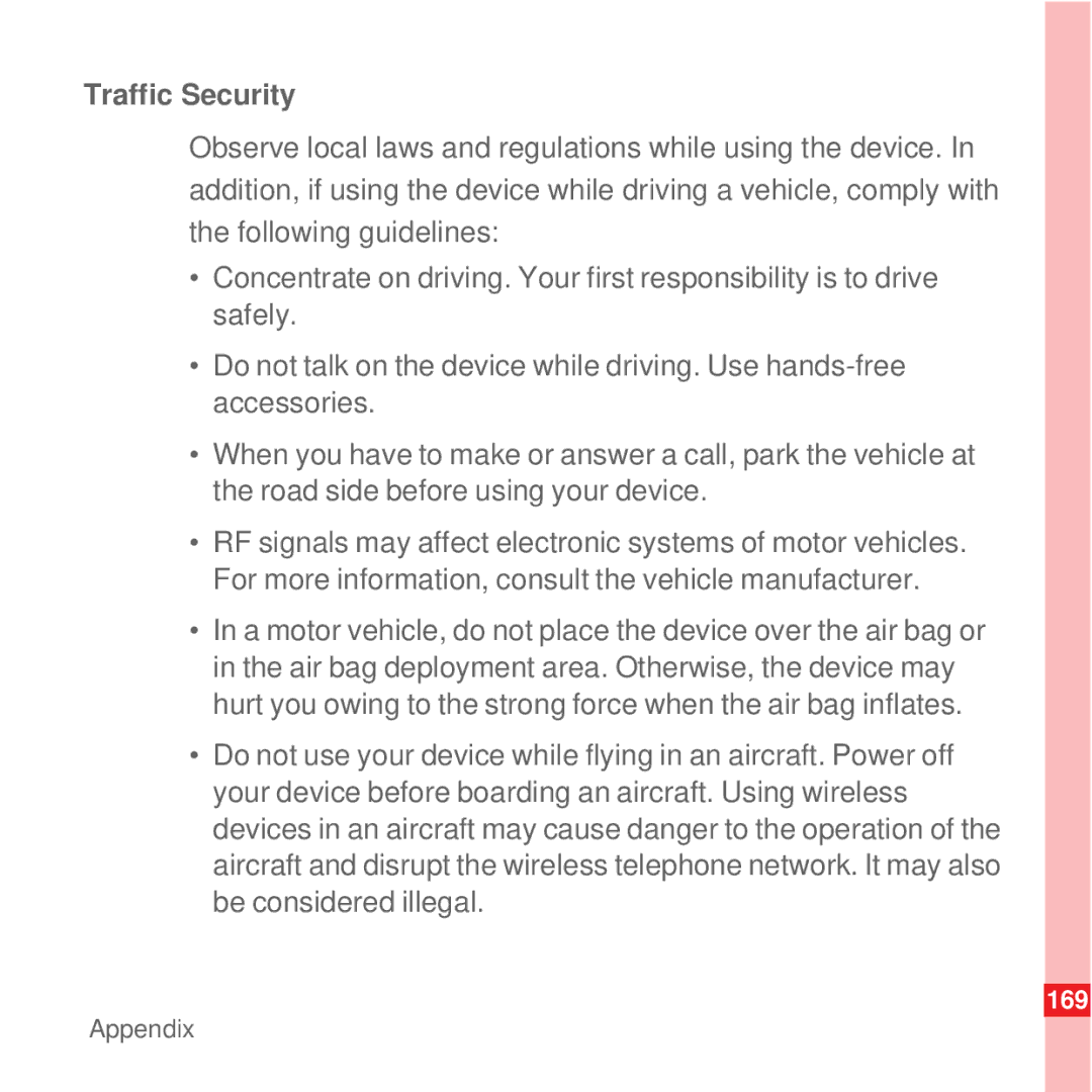 Huawei U8100 manual Traffic Security 