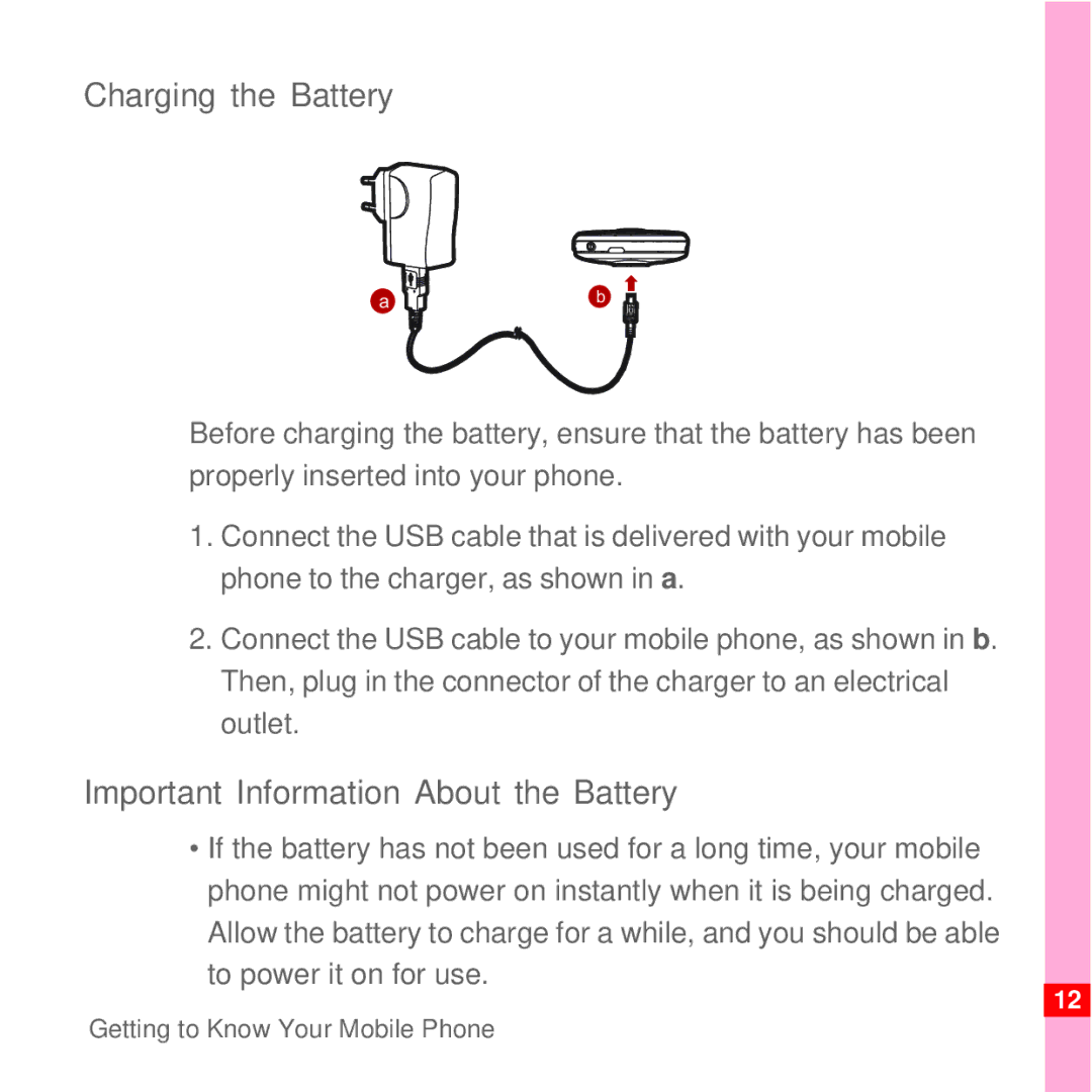 Huawei U8100 manual Charging the Battery, Important Information About the Battery 