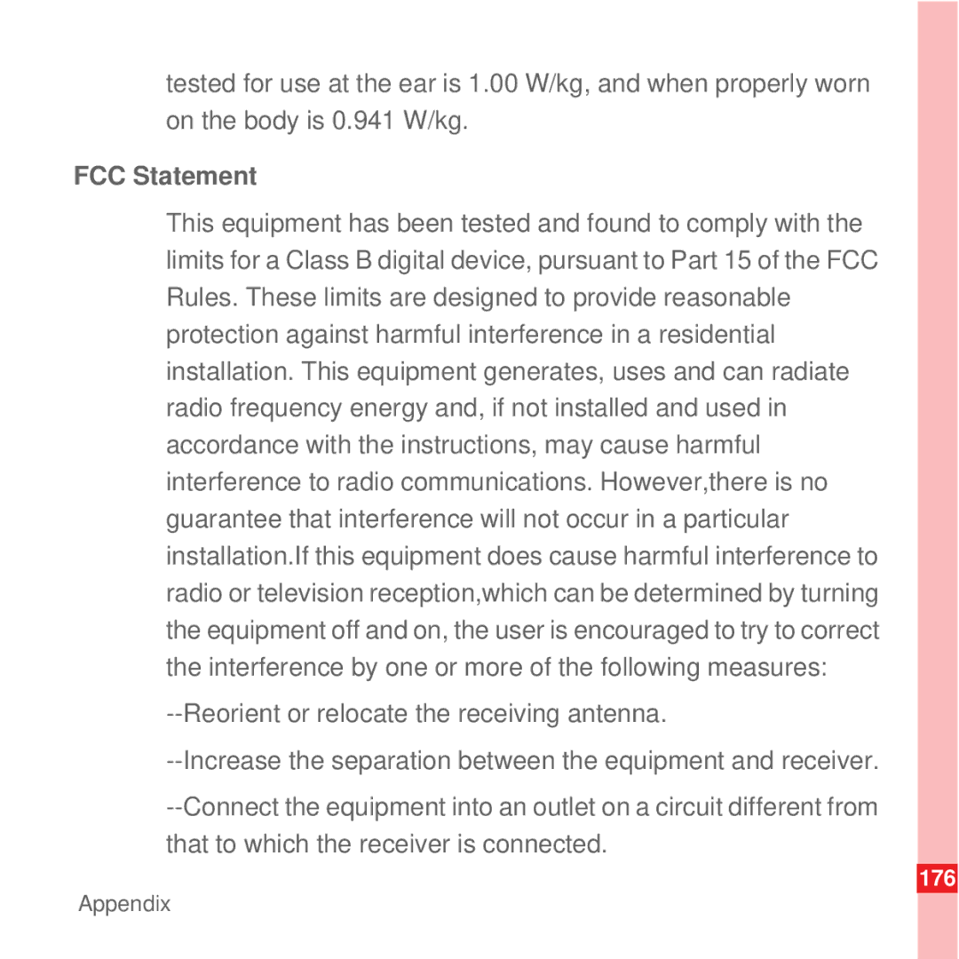 Huawei U8100 manual FCC Statement 