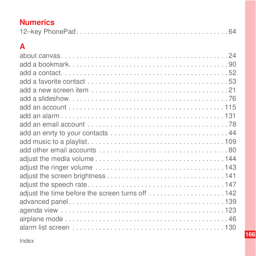 Huawei U8100 manual Numerics 