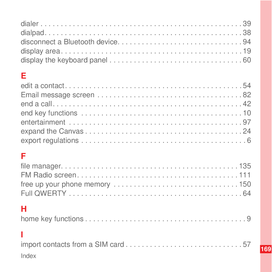 Huawei U8100 manual Home key functions, Import contacts from a SIM card 