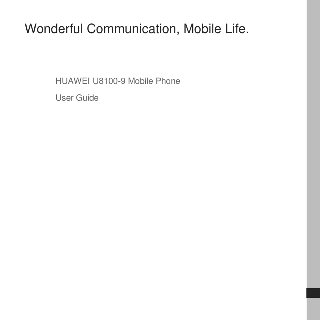 Huawei manual Huawei U8100-9 Mobile Phone, User Guide 