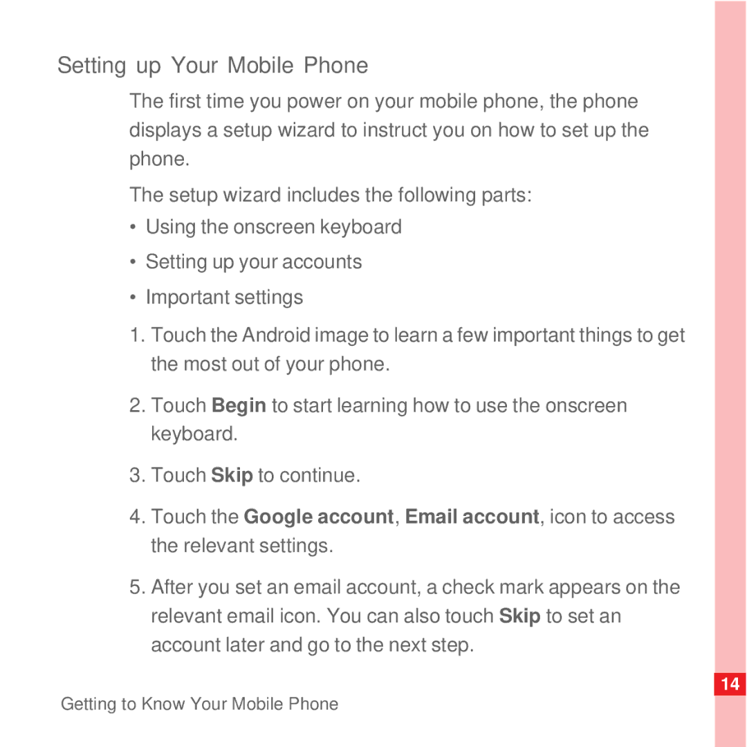 Huawei U8100 manual Setting up Your Mobile Phone 