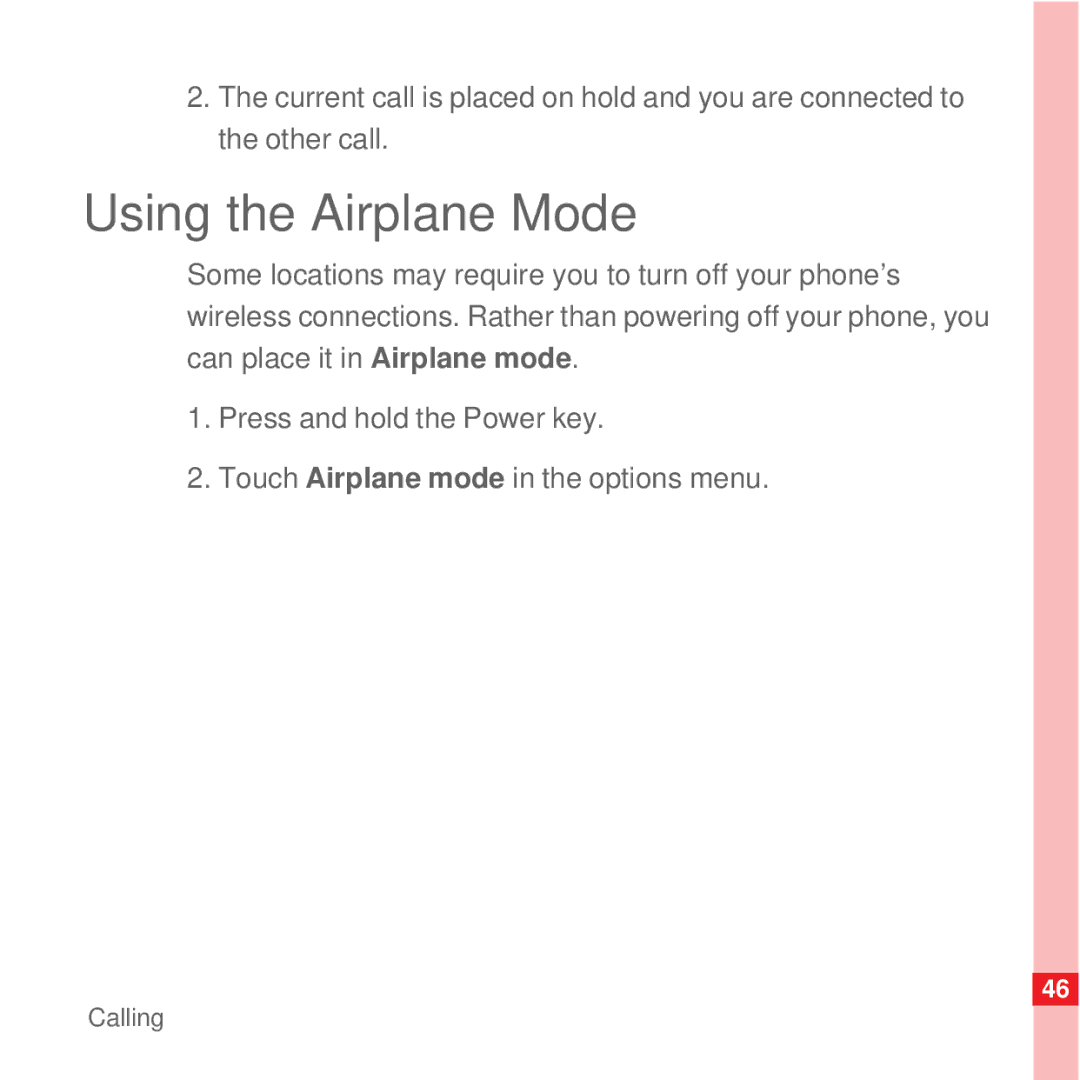 Huawei U8100 manual Using the Airplane Mode 