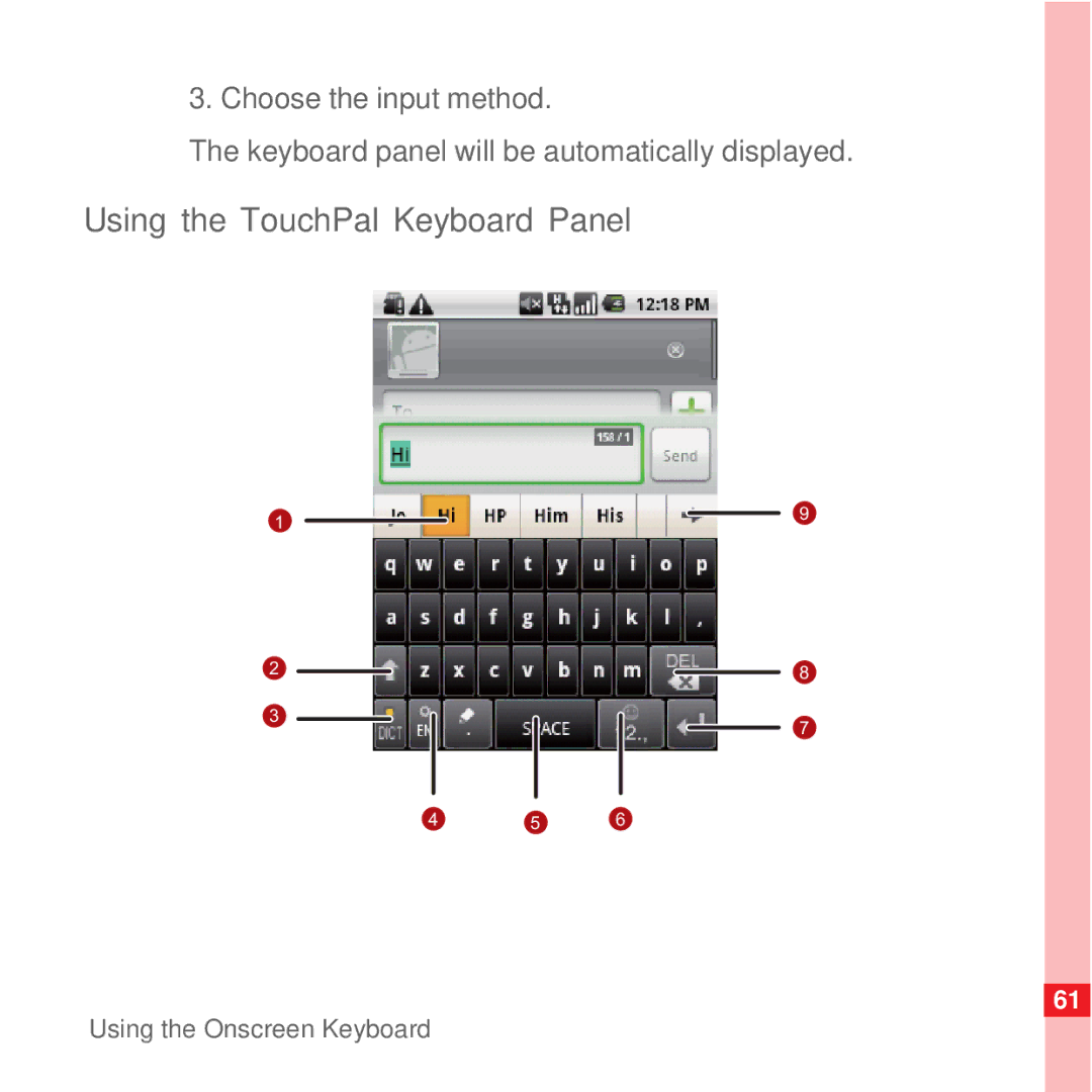 Huawei U8100 manual Using the TouchPal Keyboard Panel 