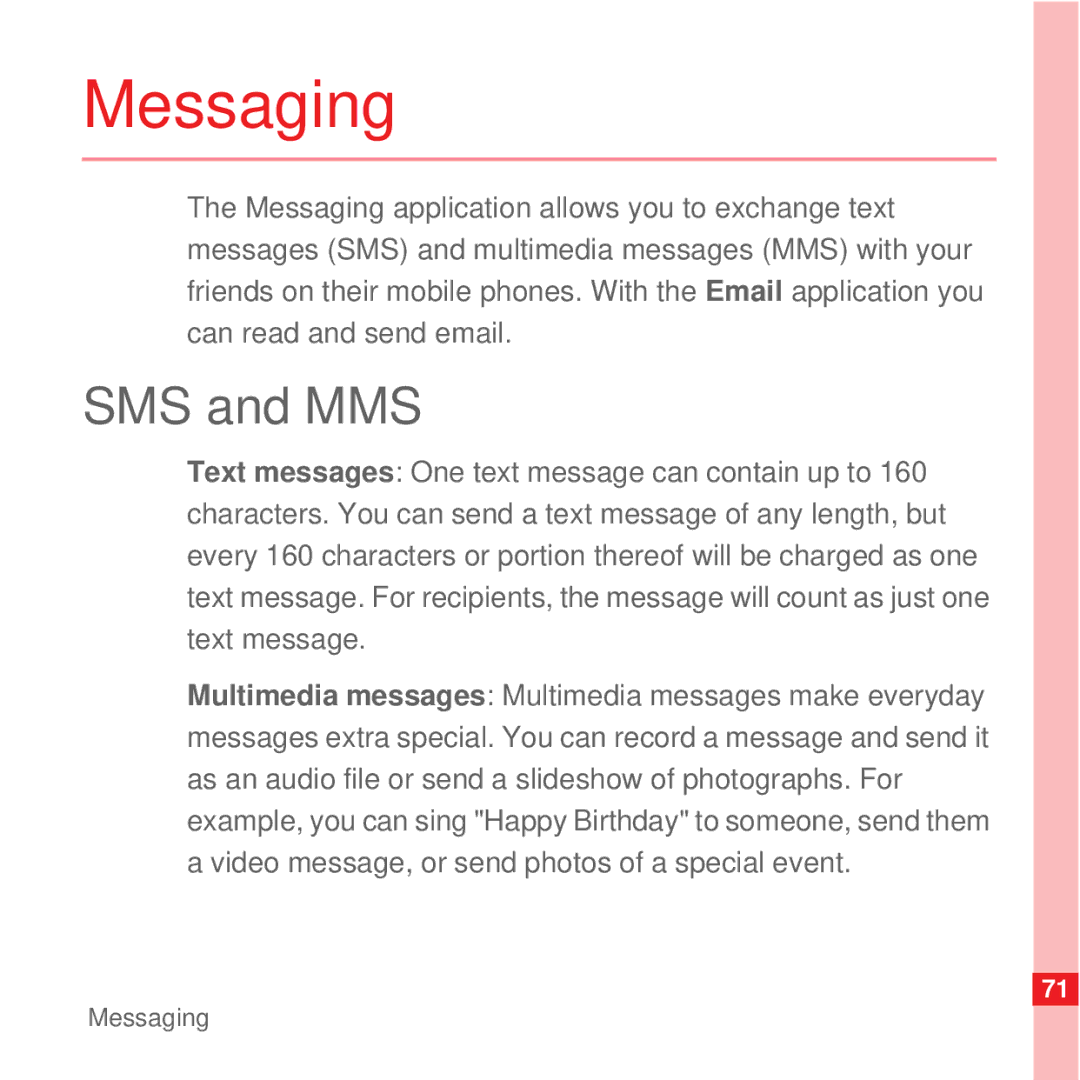 Huawei U8100 manual Messaging, SMS and MMS 