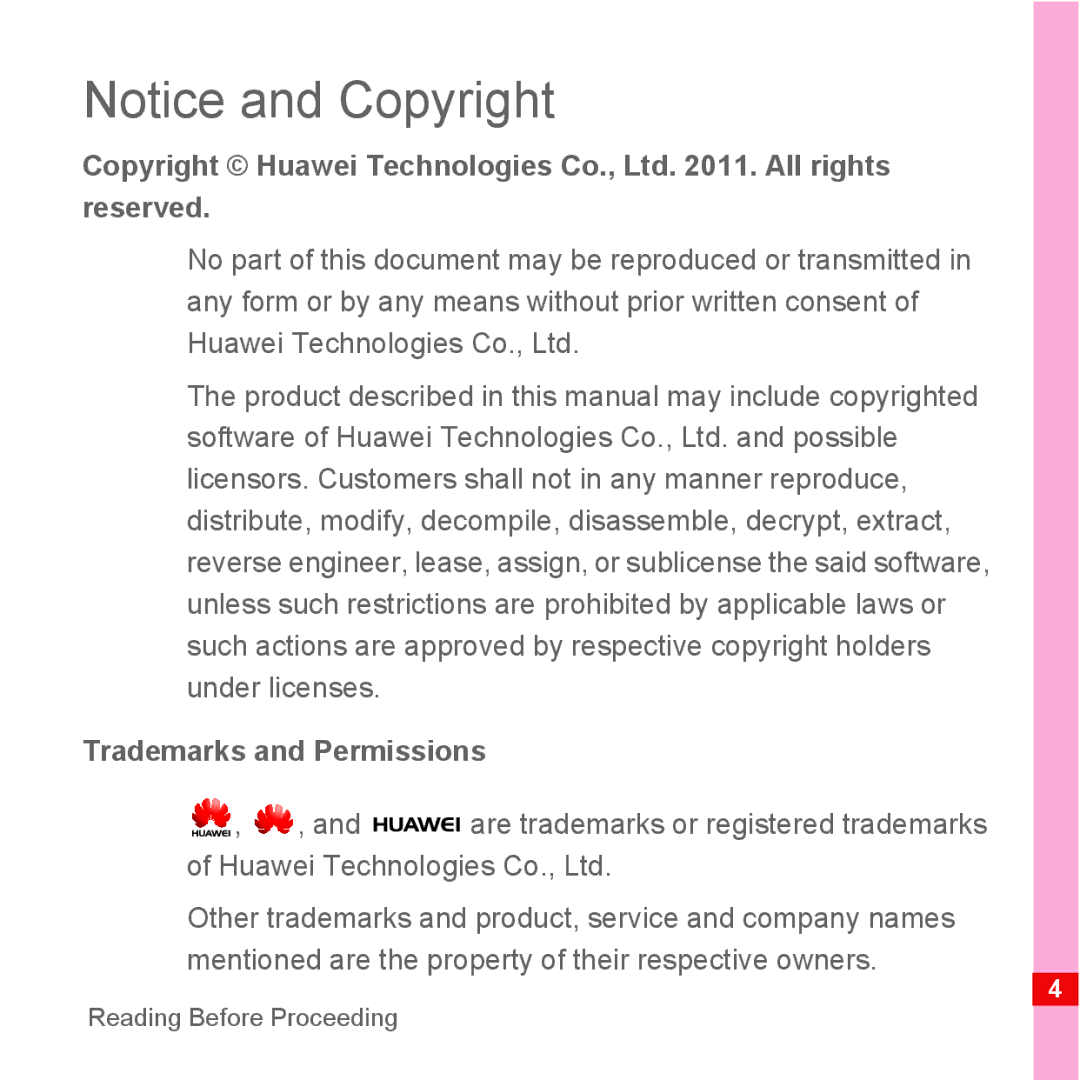 Huawei U8110 manual Trademarks and Permissions 