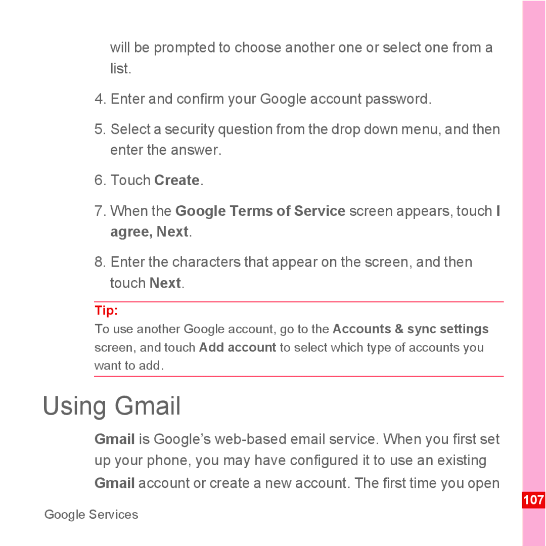 Huawei U8110 manual Using Gmail 