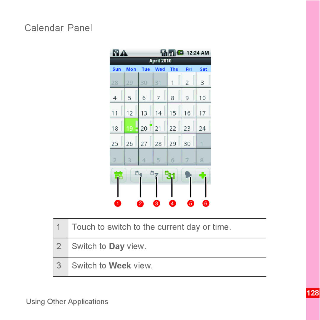 Huawei U8110 manual Calendar Panel 