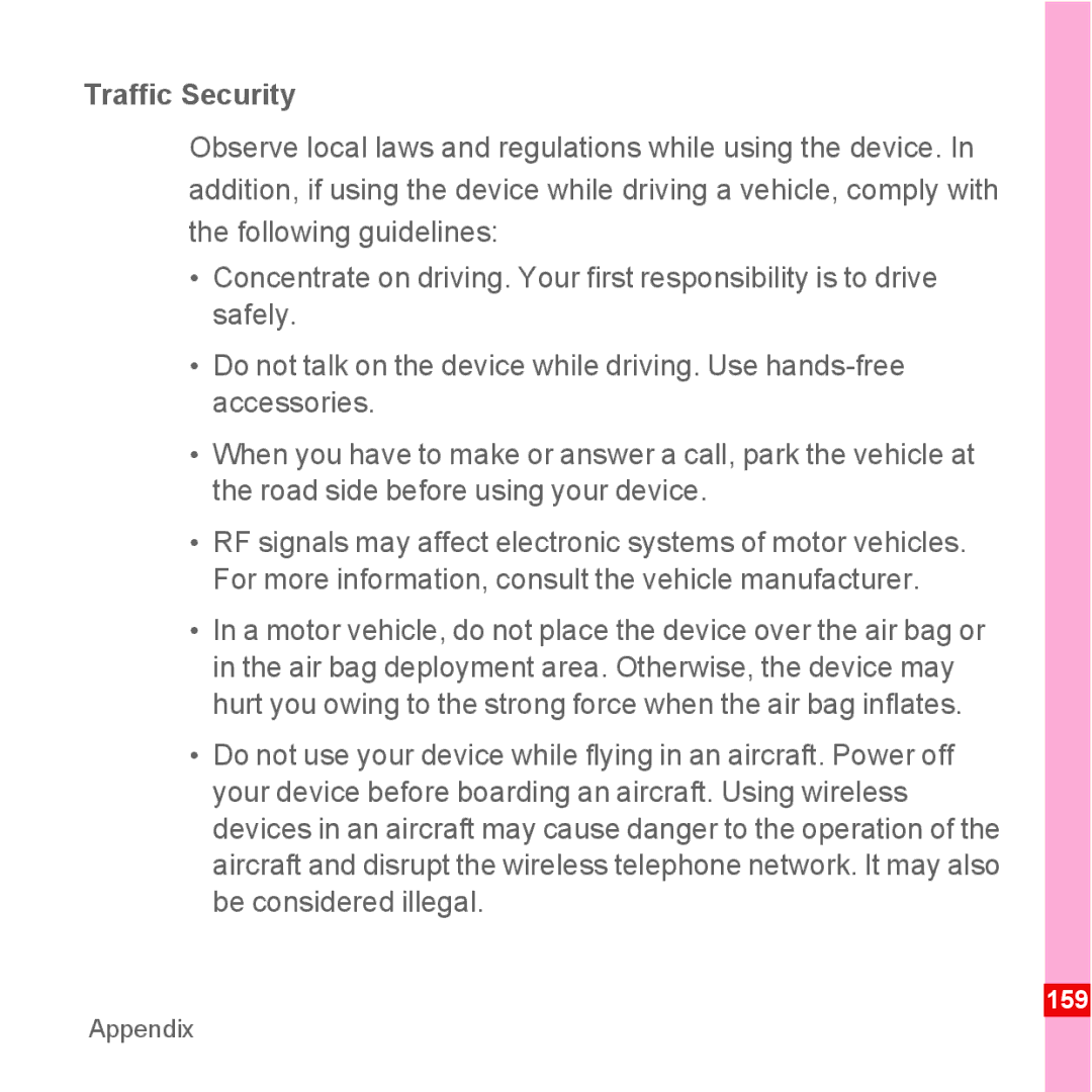 Huawei U8110 manual Traffic Security 