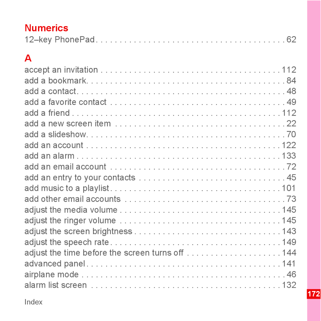 Huawei U8110 manual Numerics 