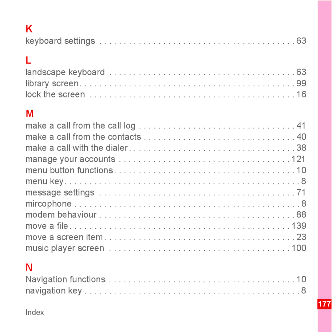 Huawei U8110 manual Keyboard settings, Landscape keyboard library screen lock the screen 