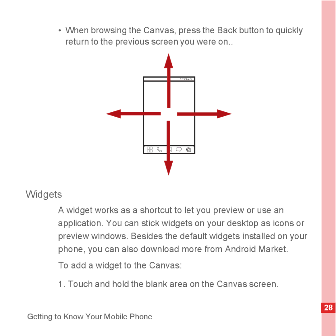 Huawei U8110 manual Widgets 