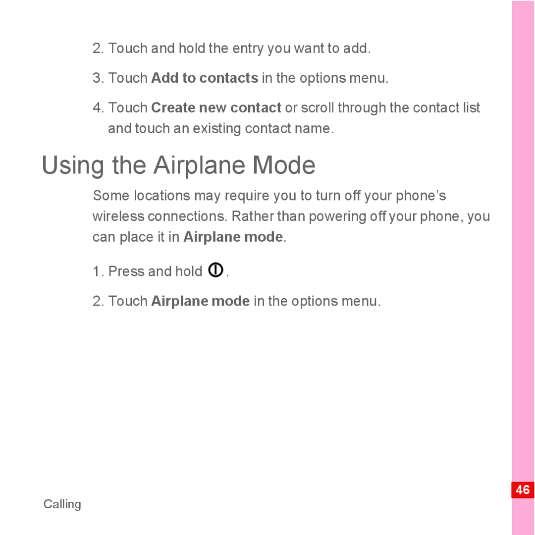 Huawei U8110 manual Using the Airplane Mode 