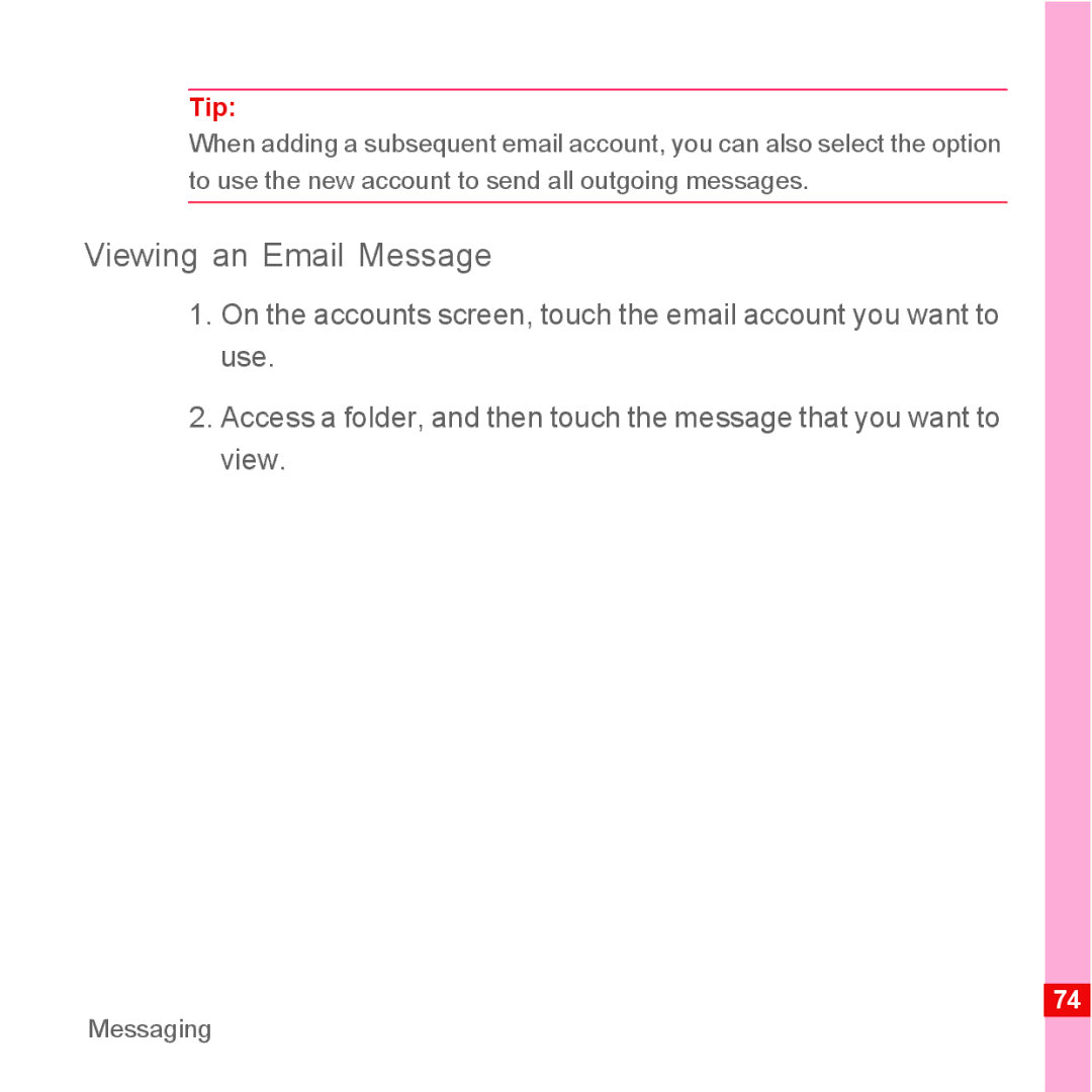 Huawei U8110 manual Viewing an Email Message 