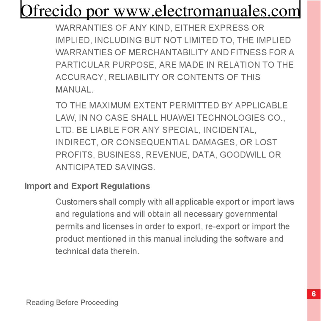 Huawei U8300 manual Import and Export Regulations 