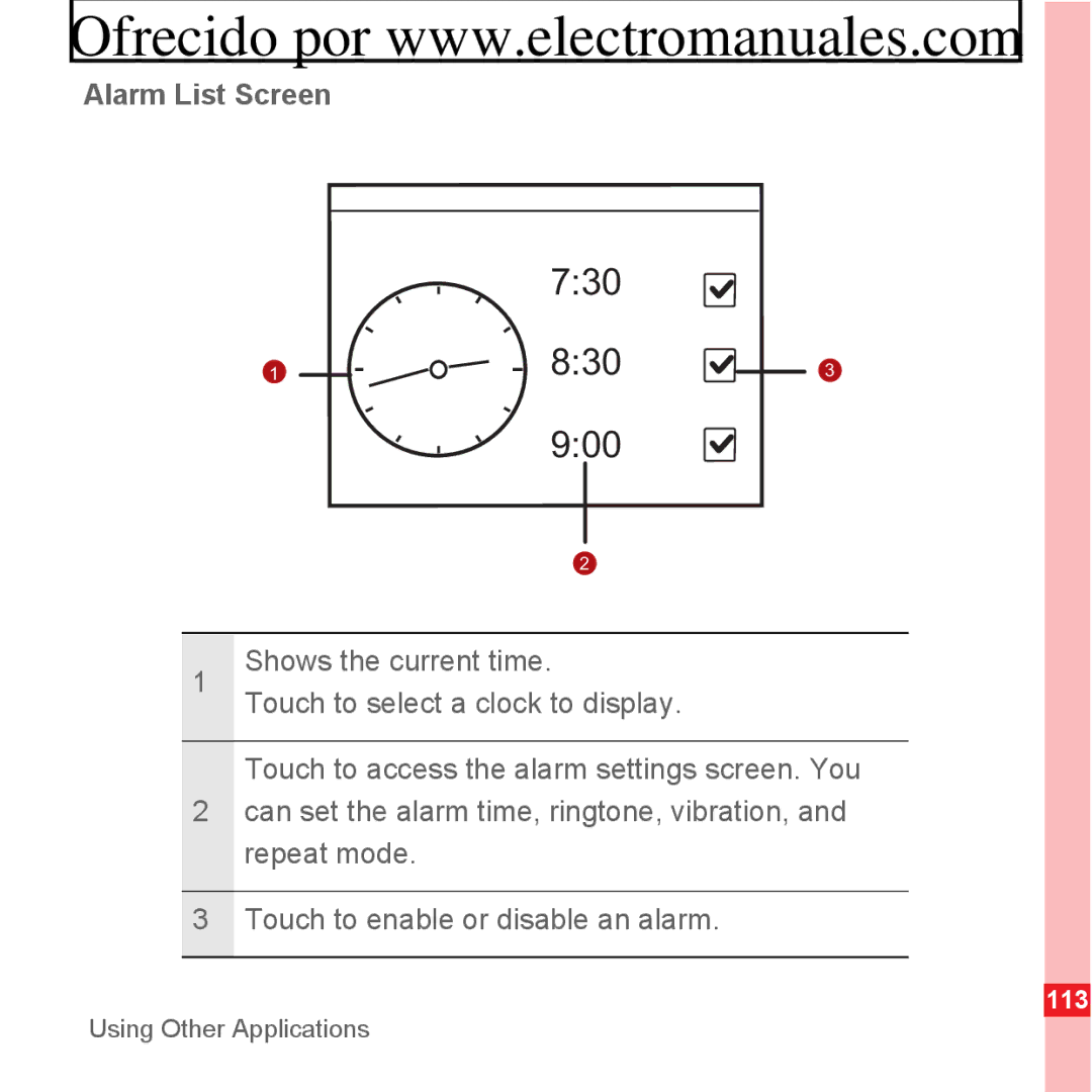 Huawei U8300 manual Alarm List Screen 