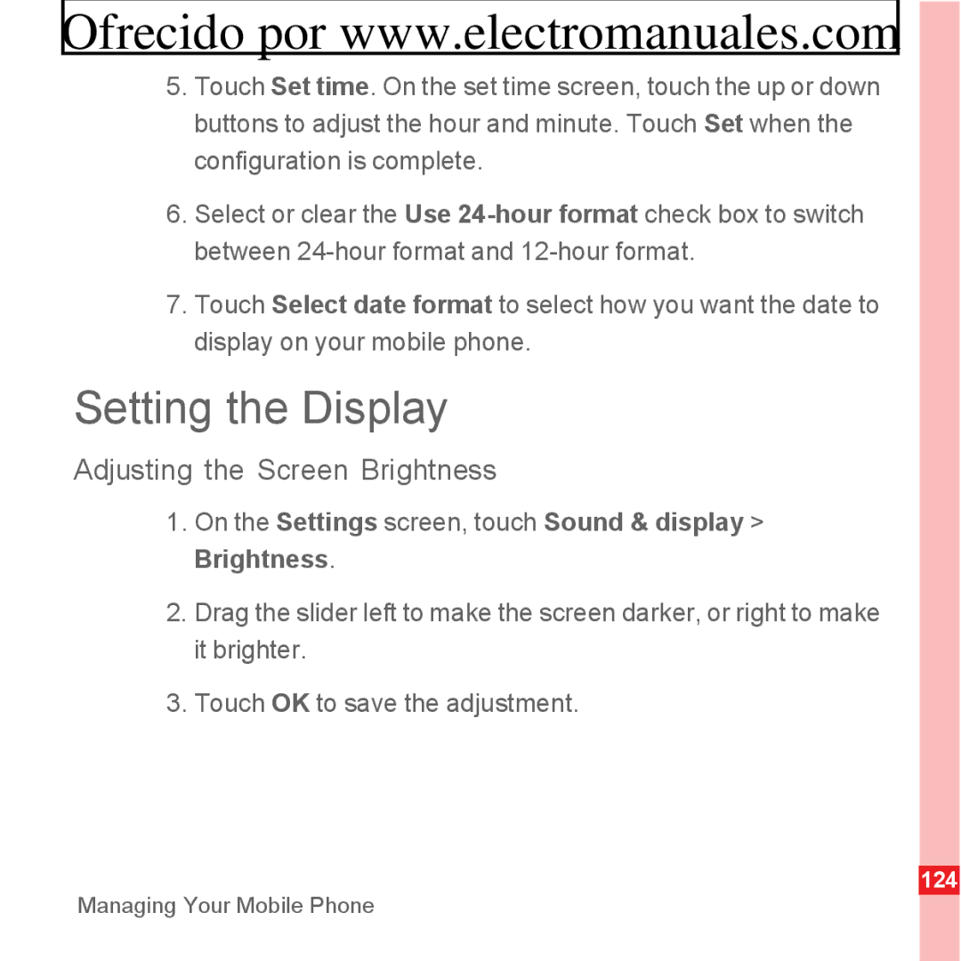 Huawei U8300 manual Setting the Display, Adjusting the Screen Brightness 