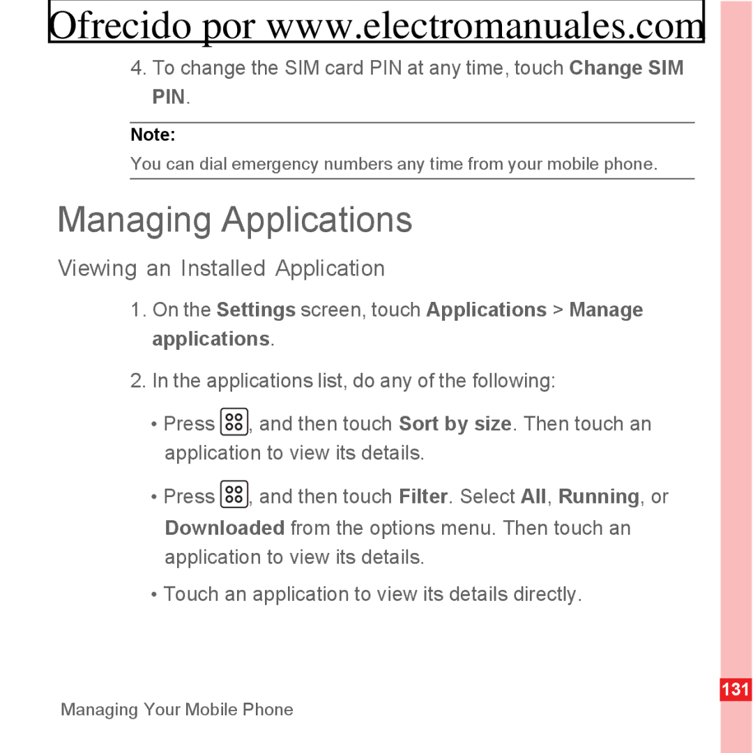 Huawei U8300 manual Managing Applications, Viewing an Installed Application 