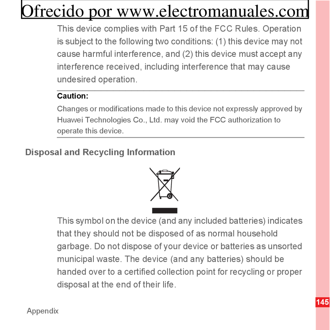 Huawei U8300 manual Disposal and Recycling Information 