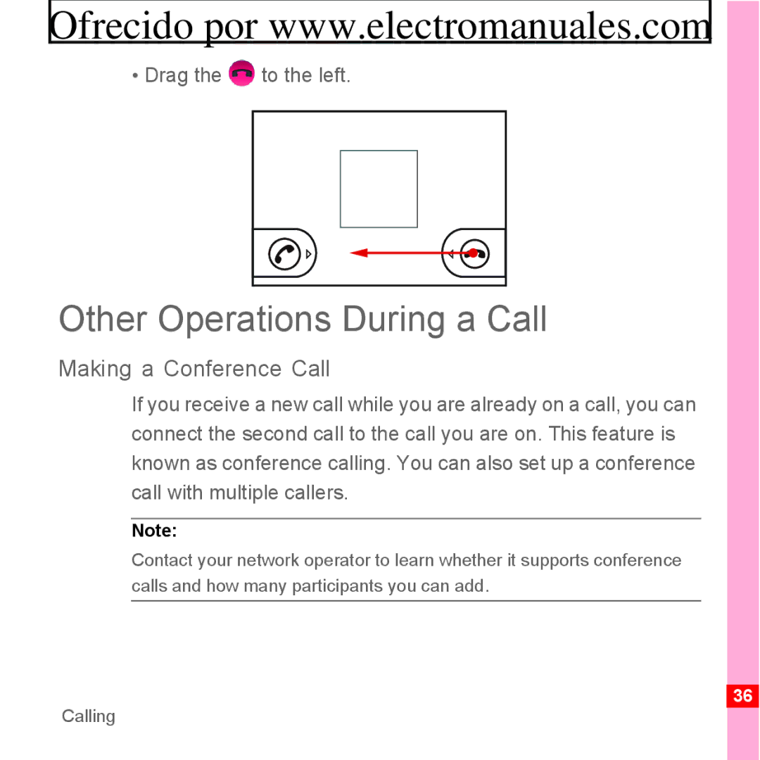 Huawei U8300 manual Other Operations During a Call, Making a Conference Call, Drag the to the left 