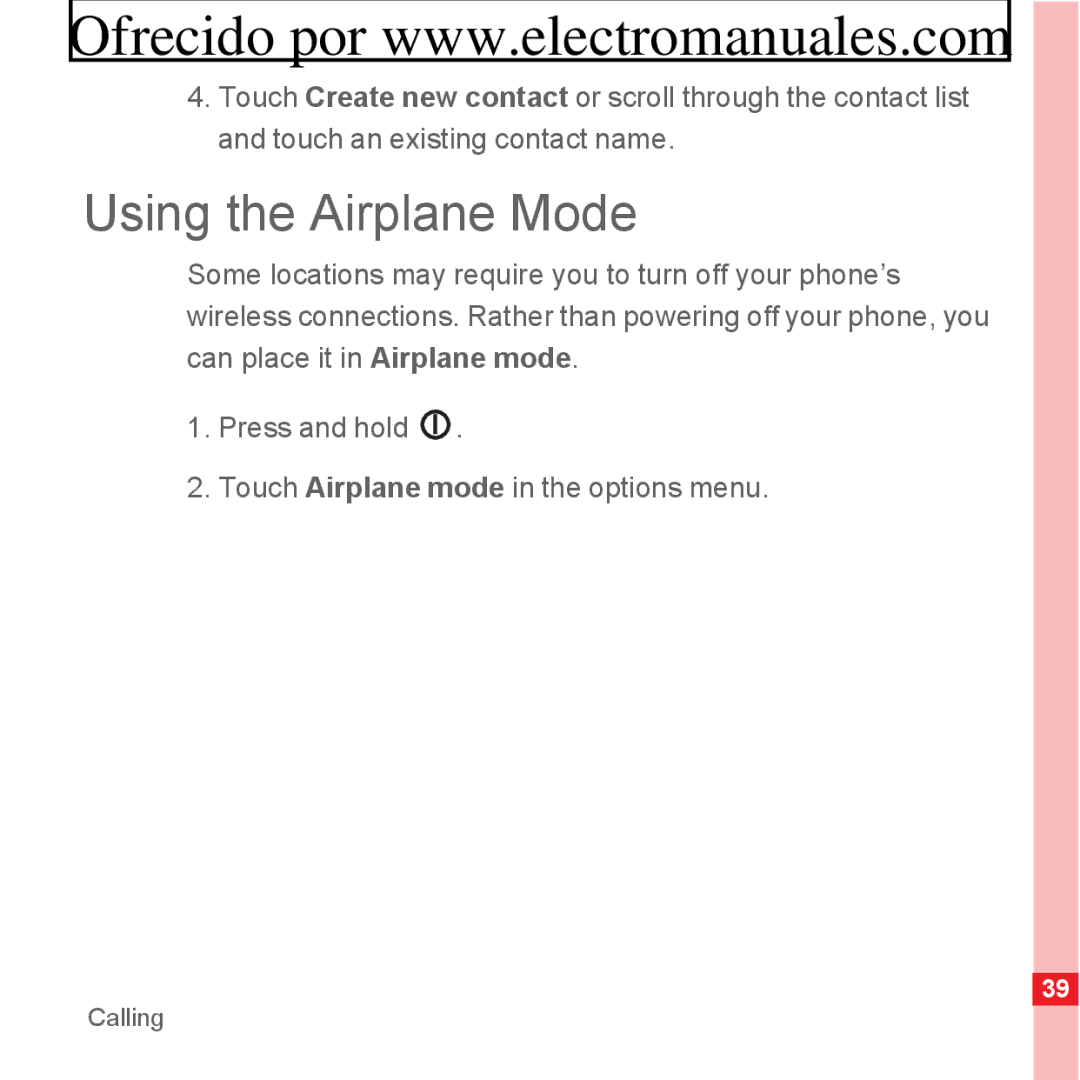 Huawei U8300 manual Using the Airplane Mode 