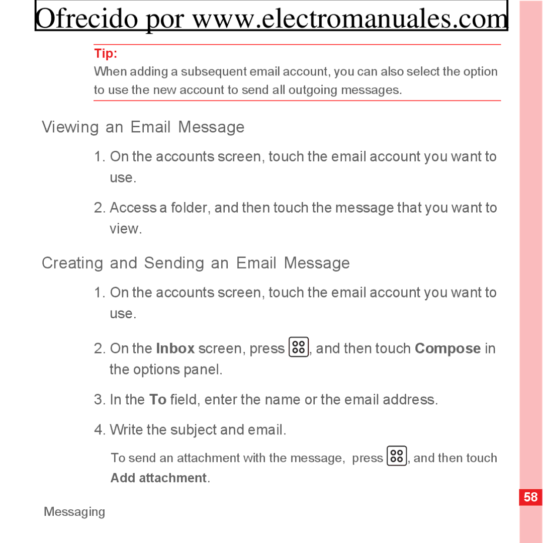 Huawei U8300 manual Viewing an Email Message, Creating and Sending an Email Message 