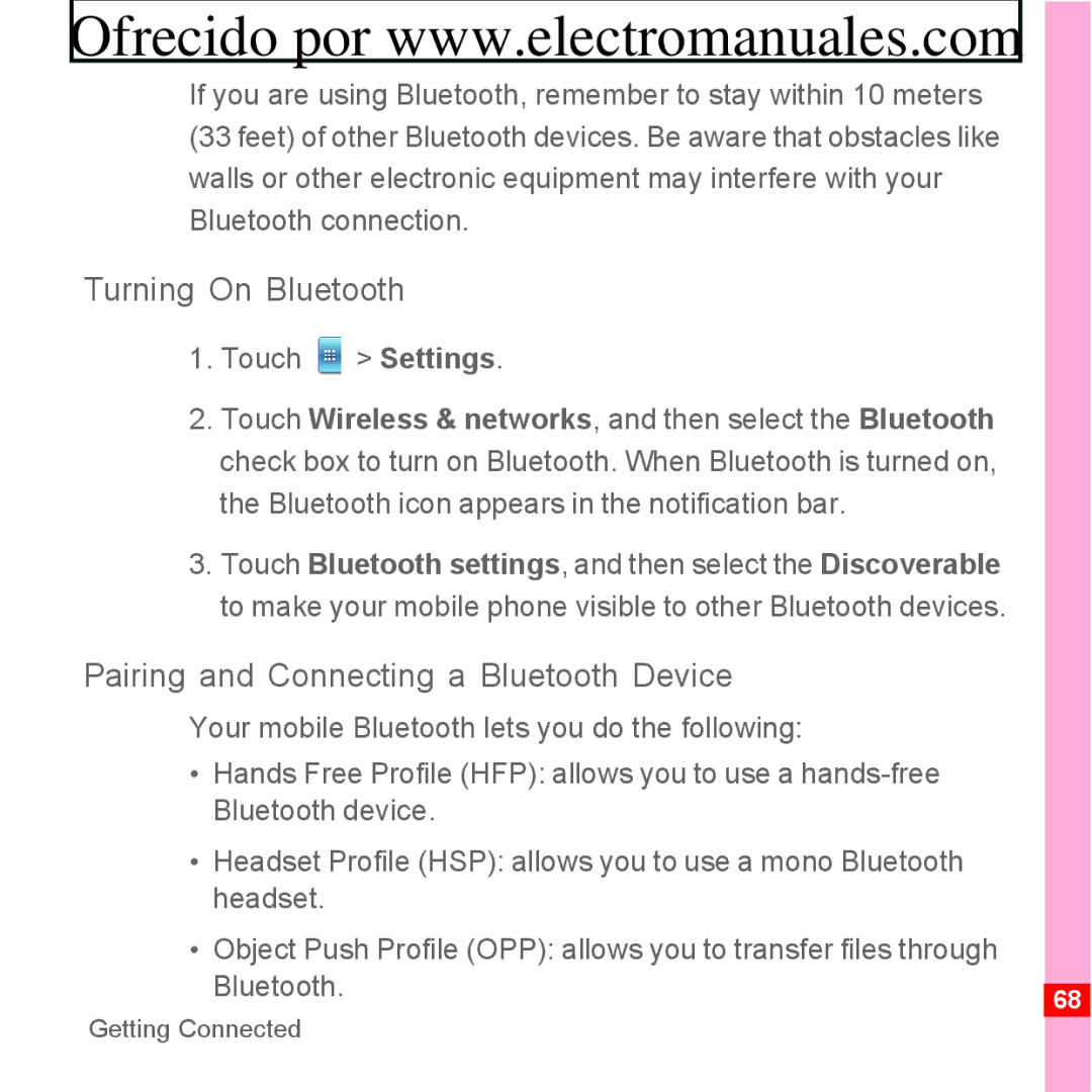 Huawei U8300 manual Turning On Bluetooth, Pairing and Connecting a Bluetooth Device 