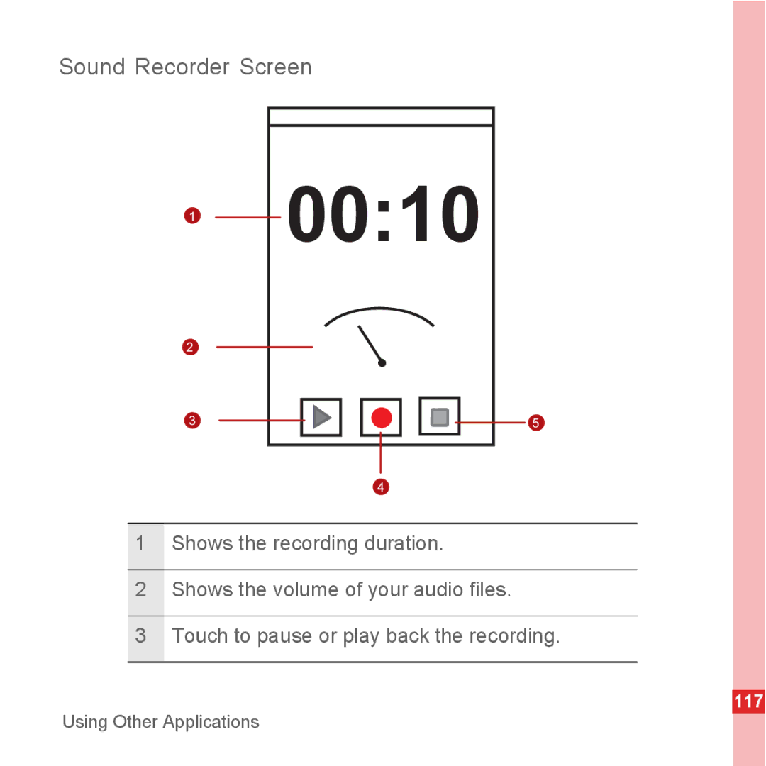 Huawei U8500 manual 0010, Sound Recorder Screen 