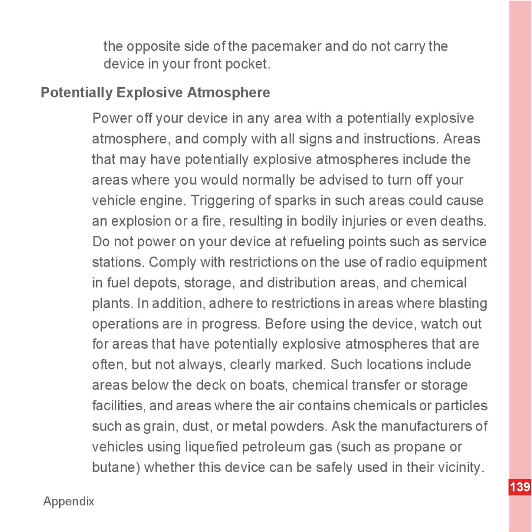 Huawei U8500 manual Potentially Explosive Atmosphere 