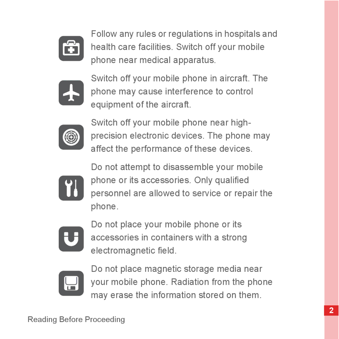 Huawei U8500 manual Reading Before Proceeding 