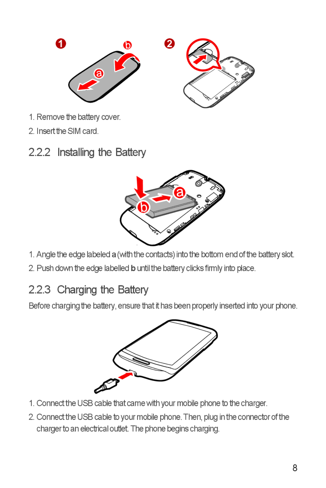 Huawei U8510 manual Installing the Battery, Charging the Battery 