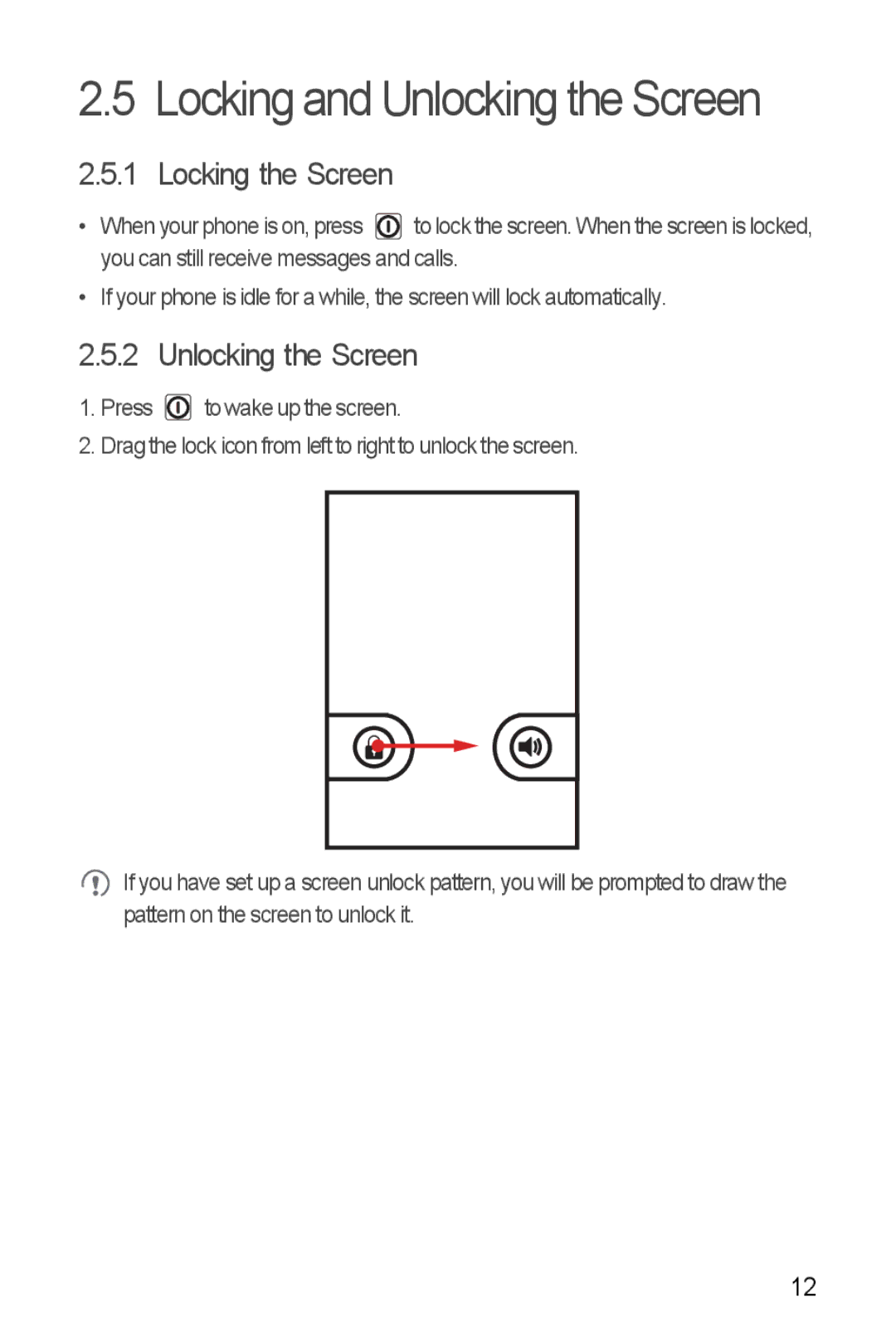 Huawei U8510 manual Locking and Unlocking the Screen, Locking the Screen 