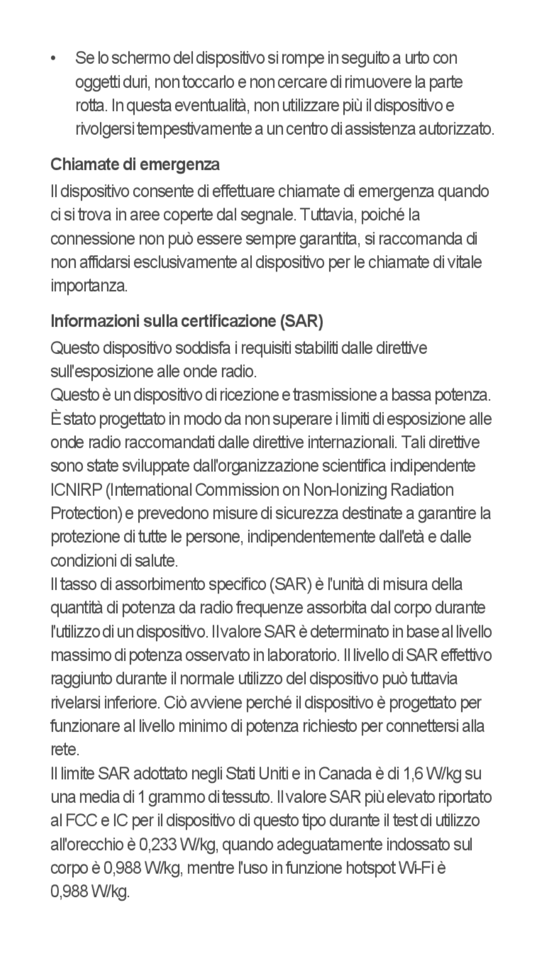 Huawei u8815 quick start Chiamate di emergenza, Informazioni sulla certificazione SAR 