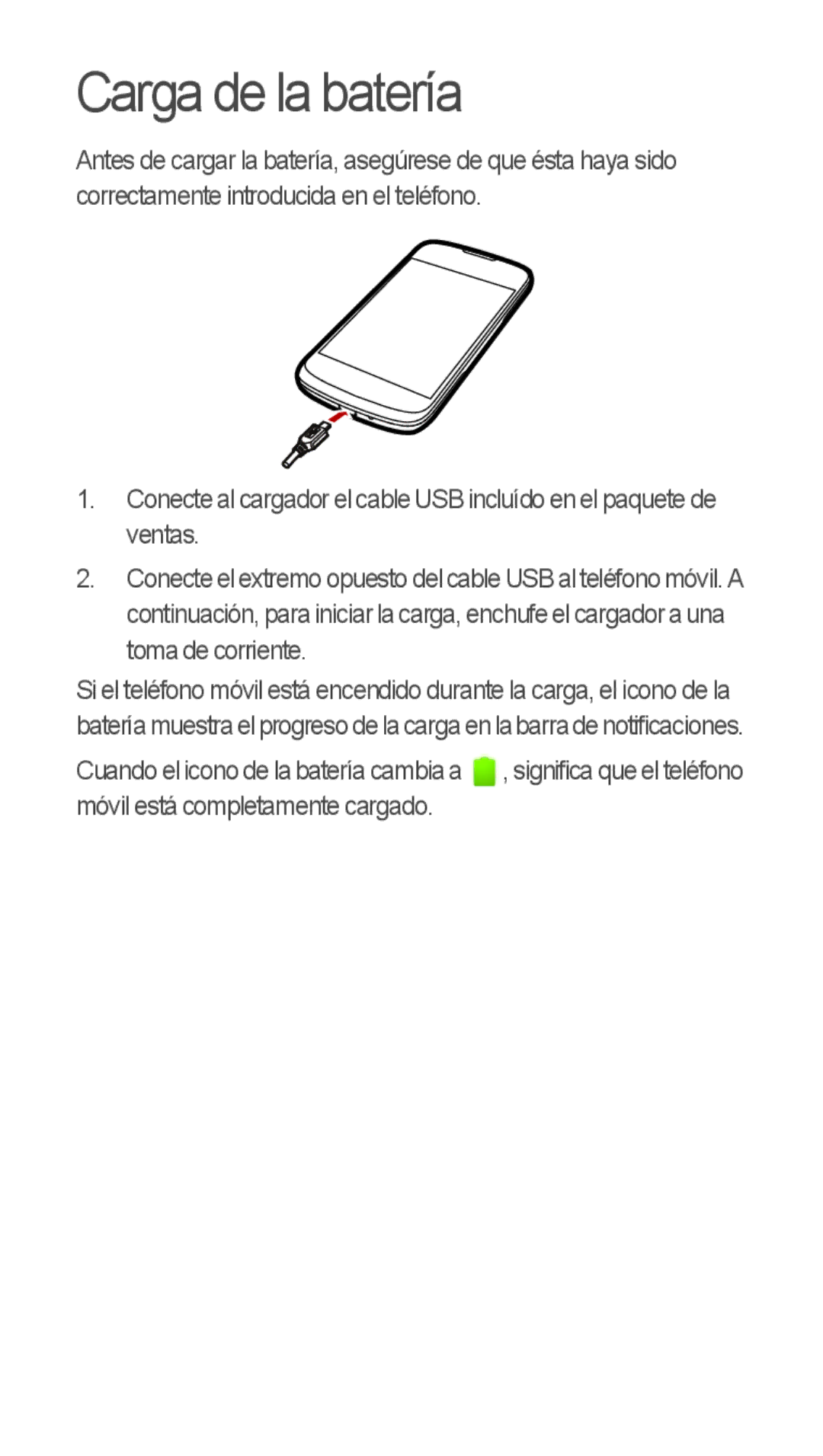 Huawei u8815 quick start Carga de la batería 