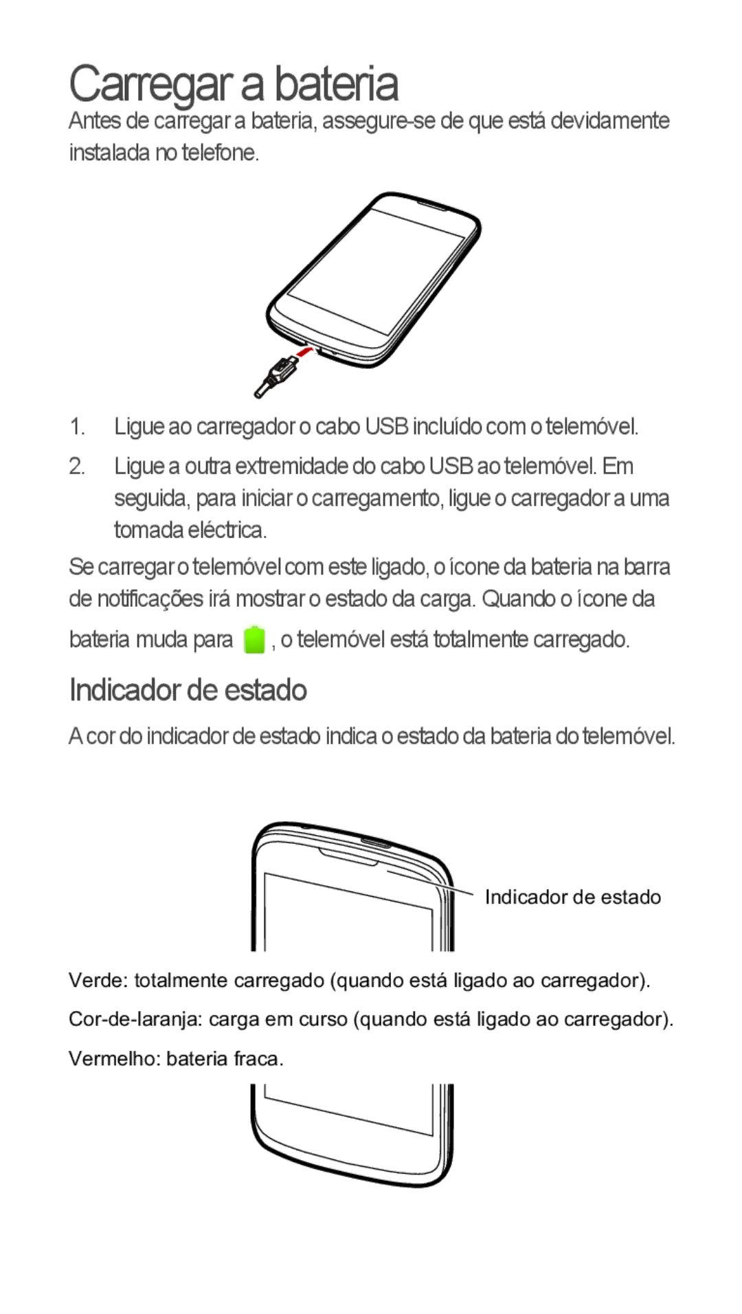 Huawei u8815 quick start Carregar a bateria, Bateria muda para , o telemóvel está totalmente carregado 