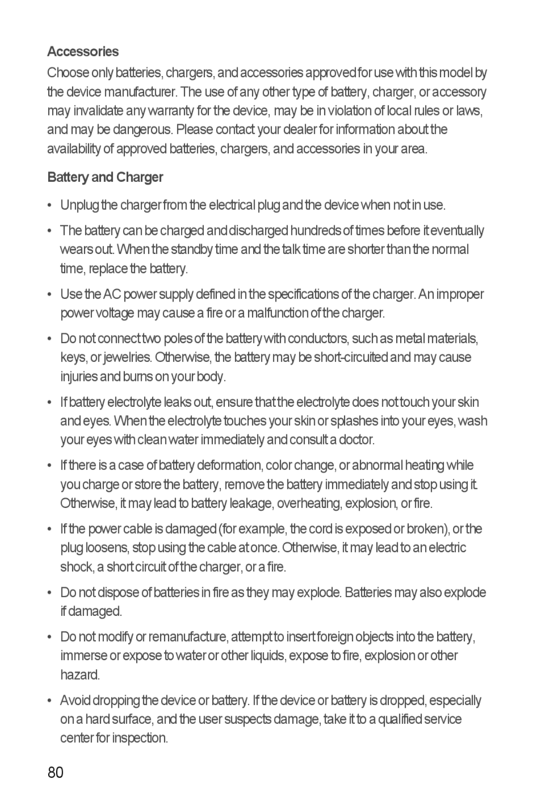 Huawei U8860 manual Accessories, Battery and Charger 