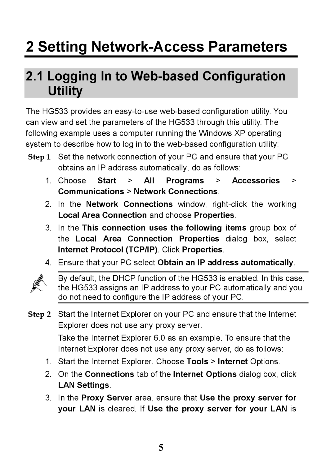 Huawei V100R001 manual Setting Network-Access Parameters, Logging In to Web-based Configuration Utility 