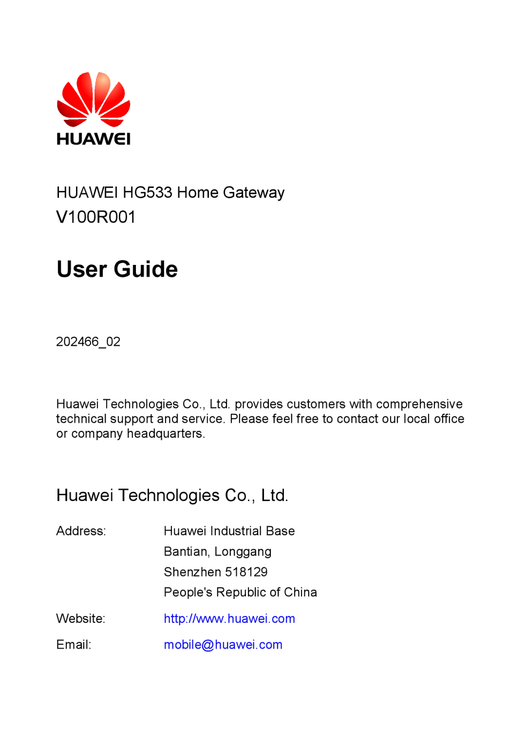 Huawei V100R001 manual 