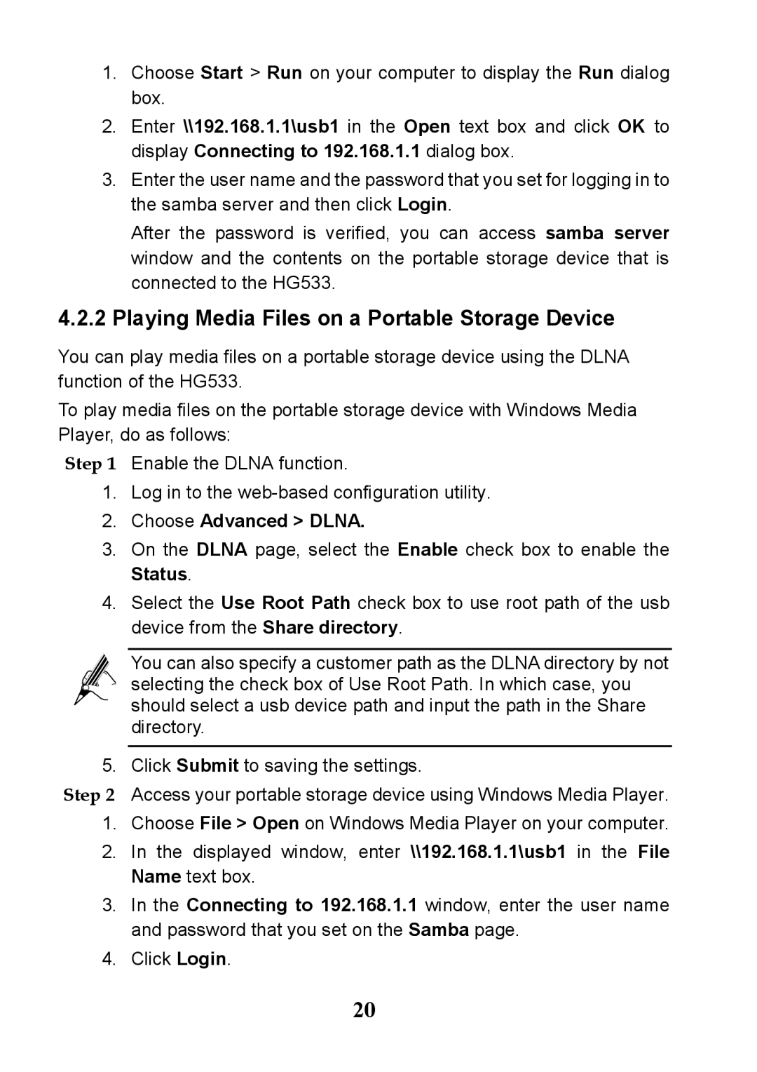 Huawei V100R001 manual Playing Media Files on a Portable Storage Device, Choose Advanced Dlna 