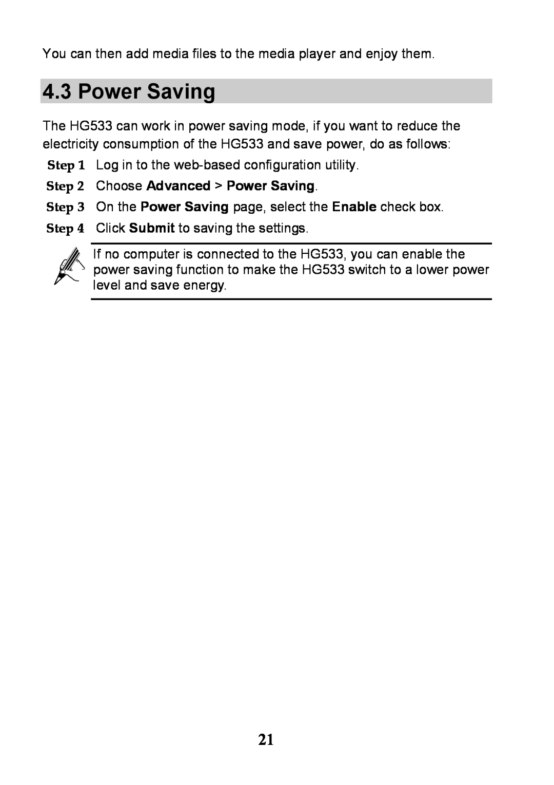 Huawei V100R001 manual Choose Advanced Power Saving 