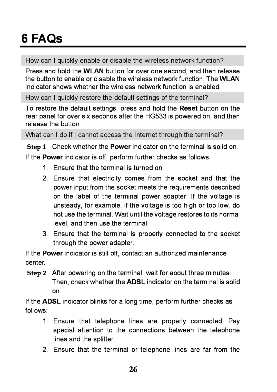 Huawei V100R001 manual FAQs 