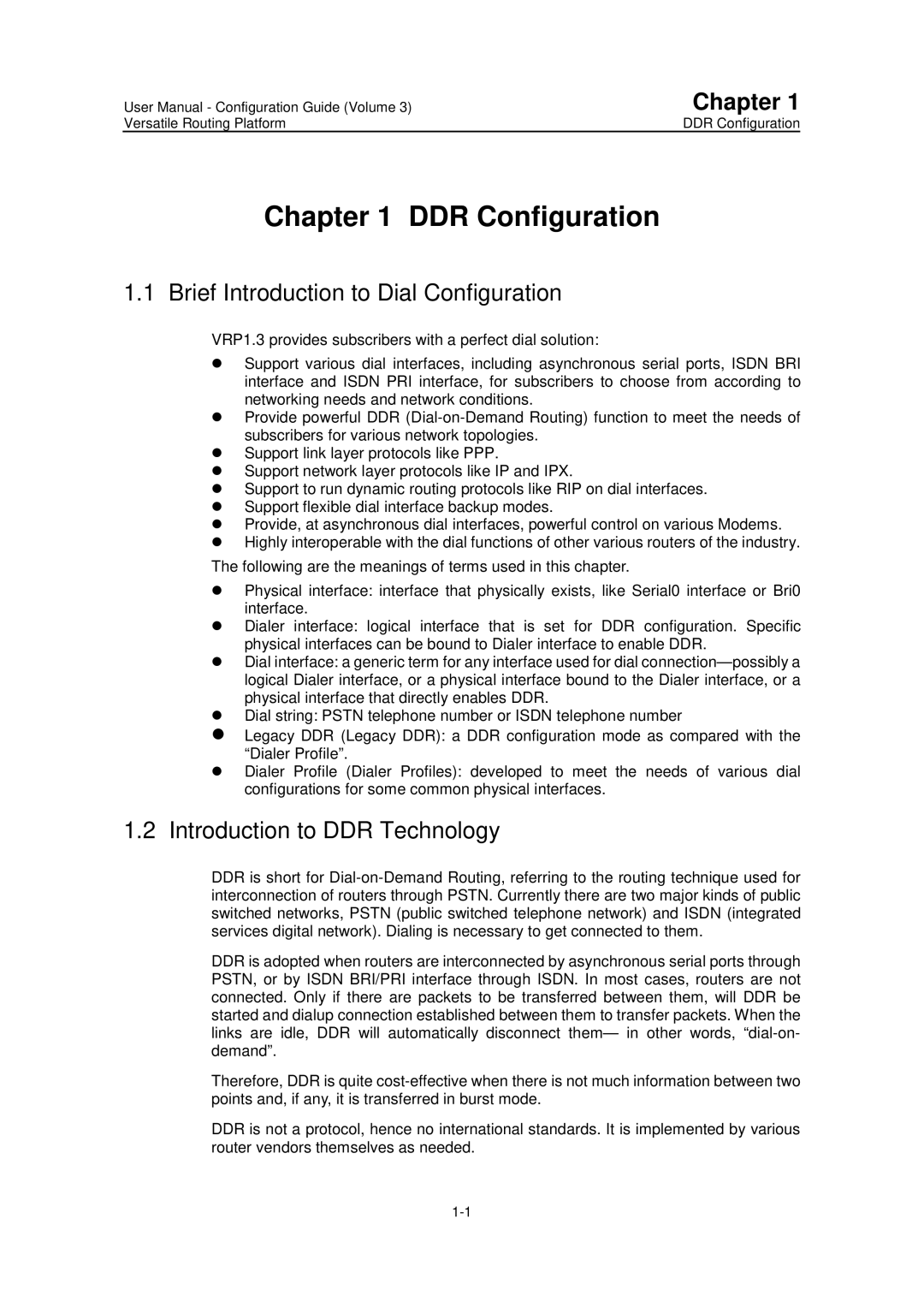 Huawei v200r001 user manual DDR Configuration, Brief Introduction to Dial Configuration, Introduction to DDR Technology 