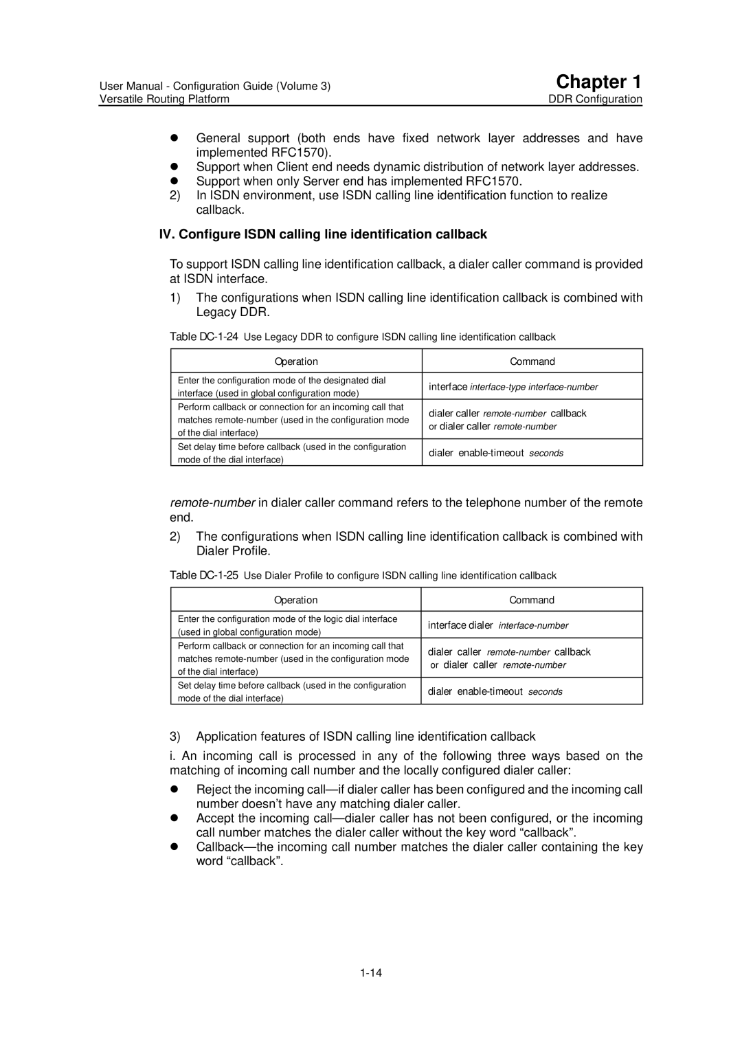 Huawei v200r001 user manual IV. Configure Isdn calling line identification callback, Dialer caller remote-number callback 